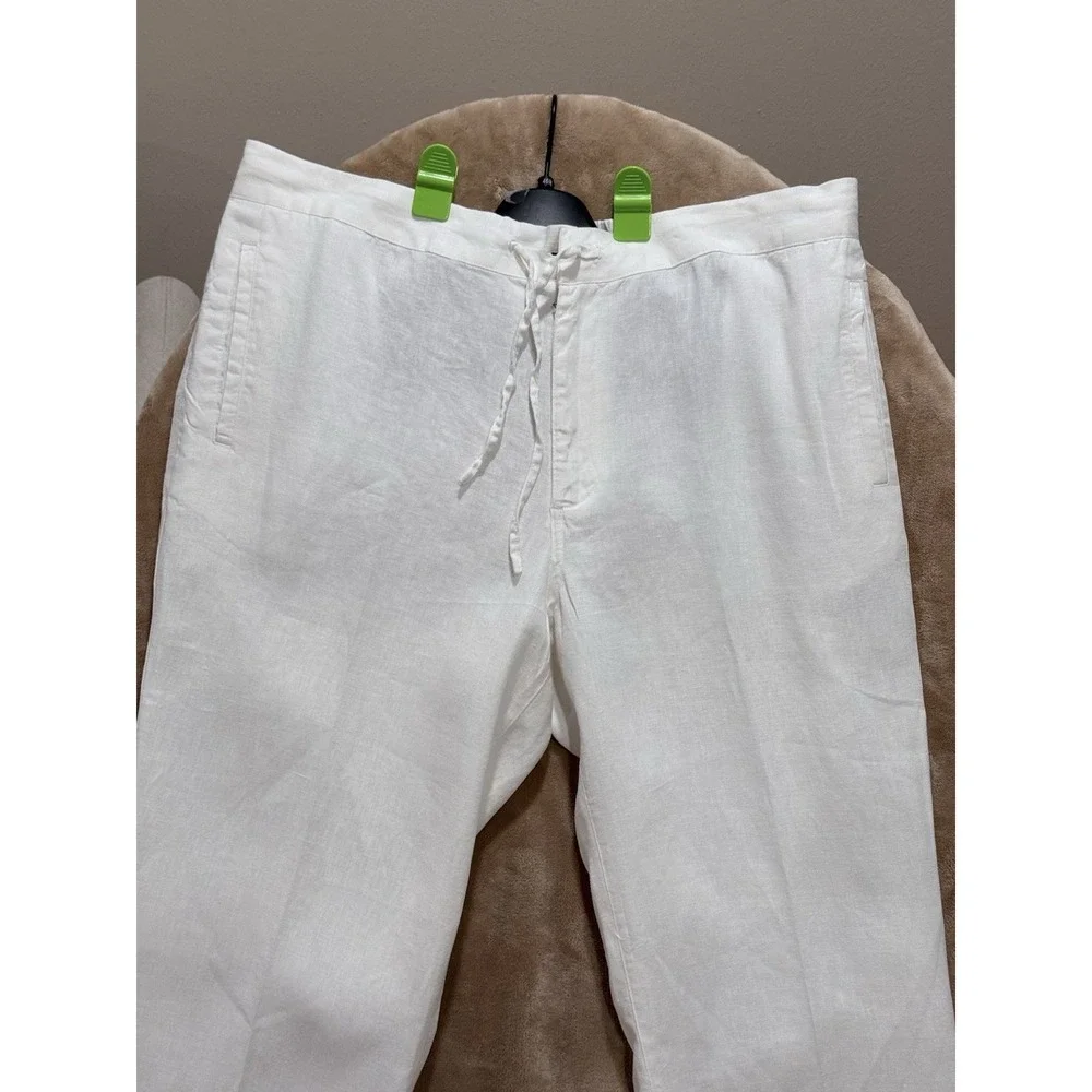 Onia White Linen Drawstring Chinos